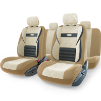 Чехлы универс AUTOPROFI Comfort Combo форм.велюр (11 предм) т.бежевый/св.бежевый M