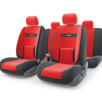 Чехлы универс AUTOPROFI Comfort велюр (11 предм) черный/красный М