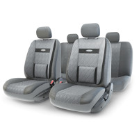 Чехлы универс AUTOPROFI Comfort экокожа, 3D полиэстер (11 предм) т.серый M