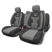 Чехлы универс AUTOPROFI Extra Comfort форм.велюр (11 предм) черный/серый M