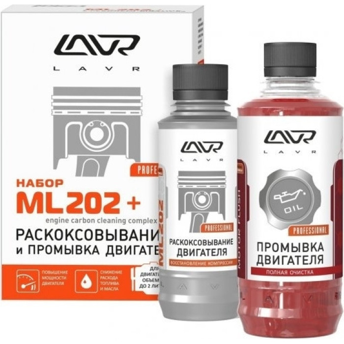 Автохим-LAVR Жидкость для раскоксовки ML-202 (+ промывка двигателя) 185 мл/330мл